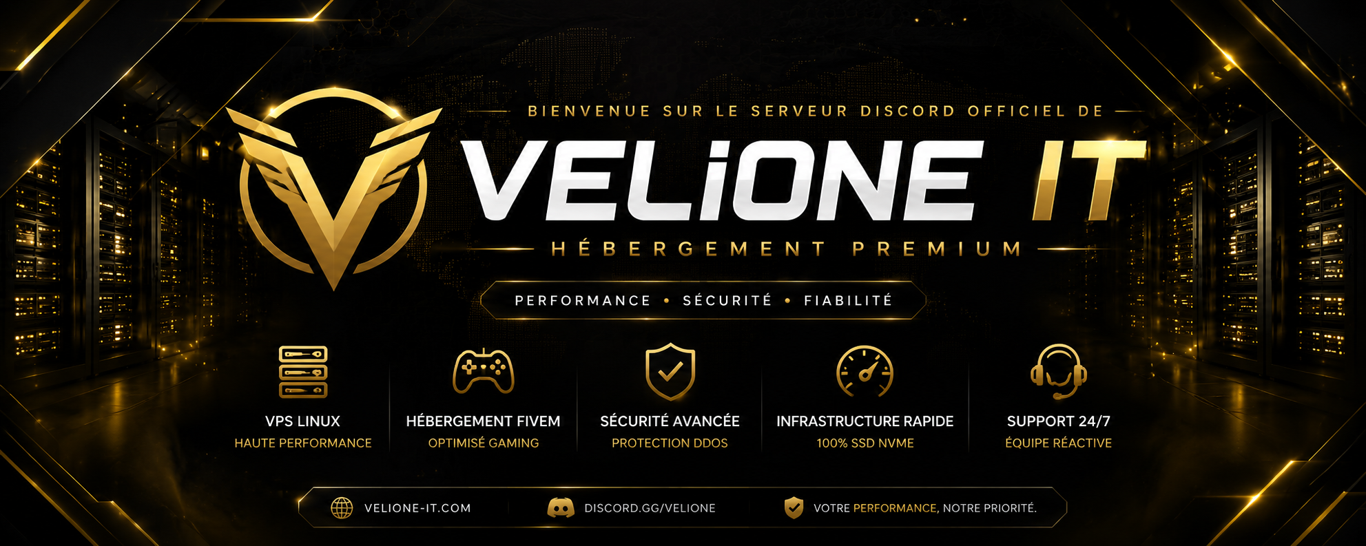 Bannière Velione IT hébergement premium